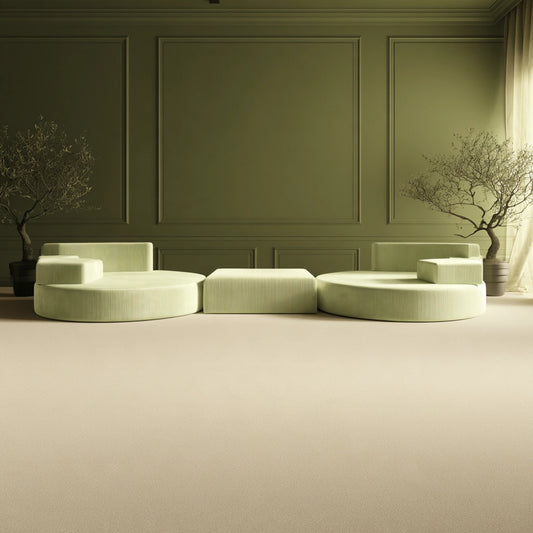 Modulaire hoekbank met ribfluwelen bekleding, kleur groen