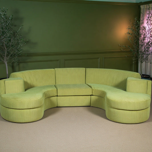 Modulaire hoekbank met ribfluwelen bekleding, kleur groen