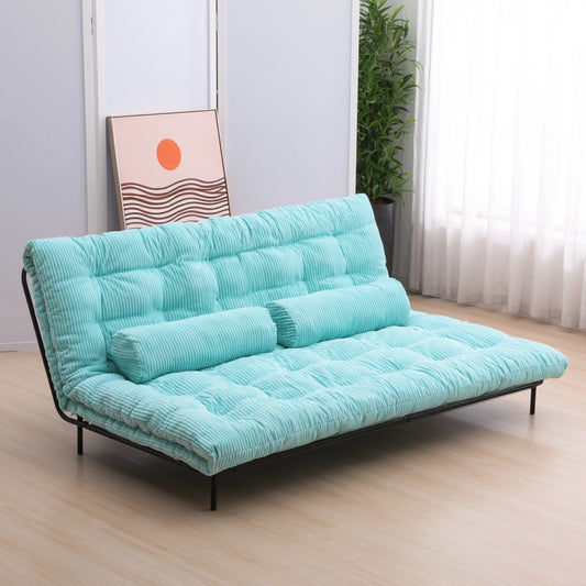Slaapbank met ribfluwelen bekleding, kleur groen en lichtbruin
