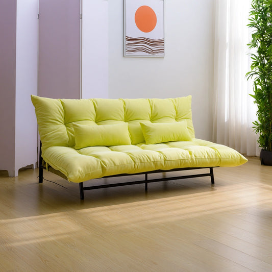 Slaapbank met ribfluwelen bekleding, kleur groen en lichtbruin