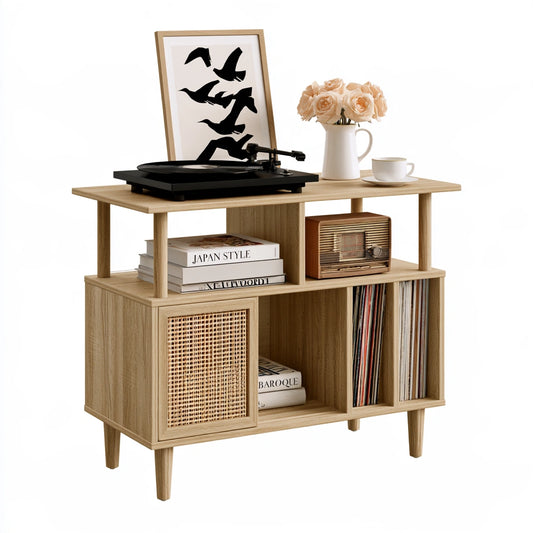Tv-meubel van hout met eikenlook, kleur lichtbruin